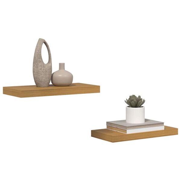 vidaXL Sein&auml;hylly 2 pcs Beige 50 x 23 x 4 cm Tekninen puu