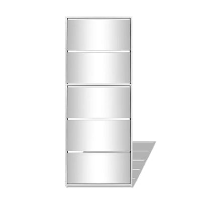 vidaXL Kenkäkaappi peileillä 5 kerrosta Valkoinen 63x17x169,5 cm