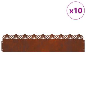 vidaXL Nurmikonreunukset 10 pcs Ruosteinen 103 x 0,05 x 22 cm
