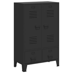 vidaXL Metallinen vaatekaappi teollinen tyyli 67x35x107 cm musta