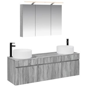 vidaXL Kylpyhuoneen kaappisetti 4 pcs Harmaa Sonoma 100 x 14,5 x 70 cm