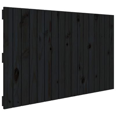 vidaXL Sängynpääty seinälle musta 108x3x60 cm täysi mänty