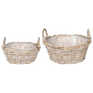 vidaXL Istutuskorit s&auml;ilytystilassa 2 pcs Harmaa Lacak rattania