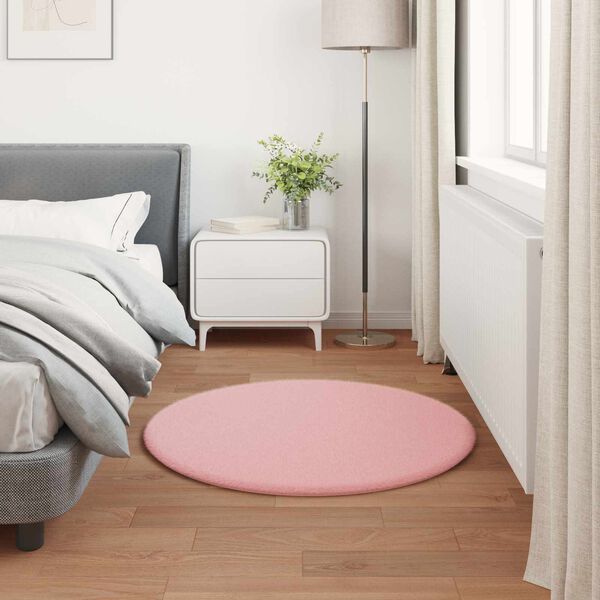 vidaXL Keinotekoinen Kanin Turkis Matto Olite Pinkki &Oslash; 80 cm