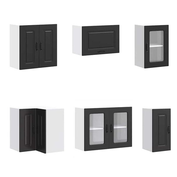 vidaXL 11-osainen keitti&ouml;kaappisarja Kalmar musta suunniteltu puu