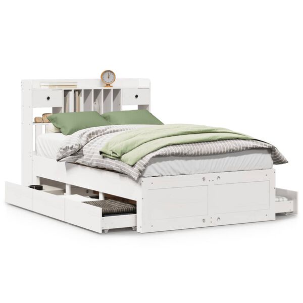 vidaXL S&auml;nky kirjahyllyll&auml; ei patjaa valkoinen 135x190 cm t&auml;ysi m&auml;nty