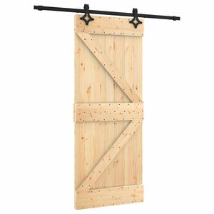 vidaXL Liukuovi Luonnollinen ja musta 85 x 210 cm Massiivinen m&auml;nty