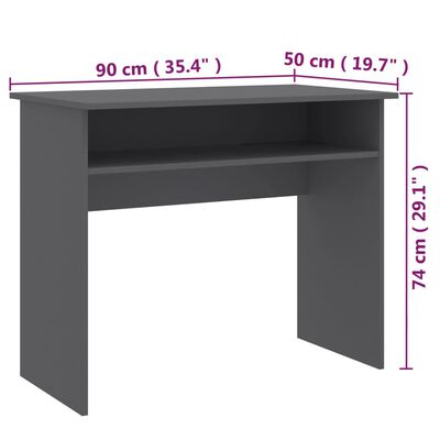 vidaXL Työpöytä harmaa 90x50x74 cm lastulevy