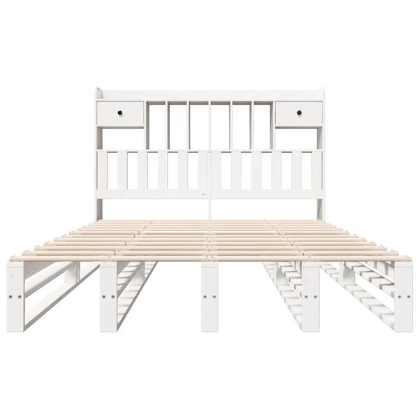 vidaXL S&auml;nky kirjahyllyll&auml; ei patjaa valkoinen 140x190 cm t&auml;ysi m&auml;nty