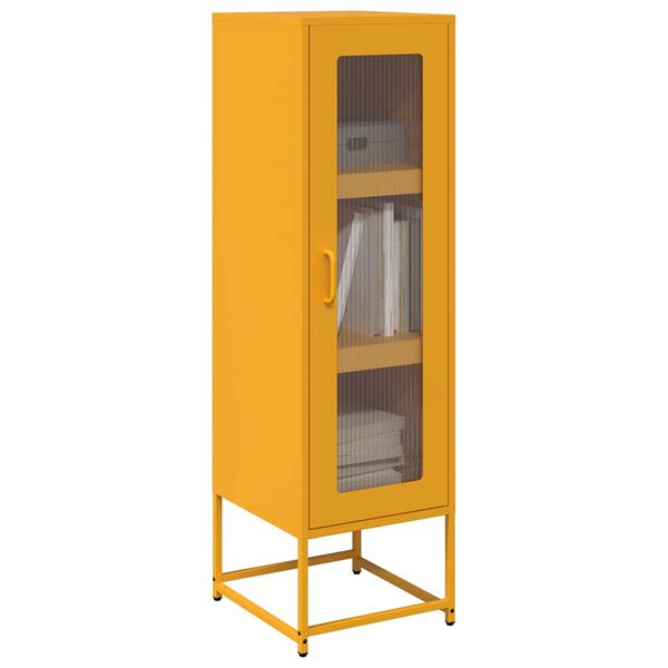 vidaXL Highboard Sinapinkeltainen 36x39x123 cm Kylm&auml;valssattu ter&auml;s
