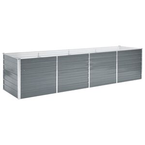 vidaXL Korotettu kukkalaatikko galvanoitu ter&auml;s 320x80x77 cm harmaa