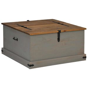 vidaXL s&auml;ilytysarkku HALDEN harmaa 91x91x47 cm massiivipuu m&auml;nty