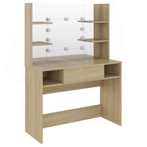 vidaXL Meikkip&ouml;yt&auml; LED-valoilla 100x40x135 cm MDF tammi