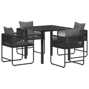 vidaXL Piharuokailu setti 5 pcs Musta ja antrasiitti 80 x 80 x 73 cm