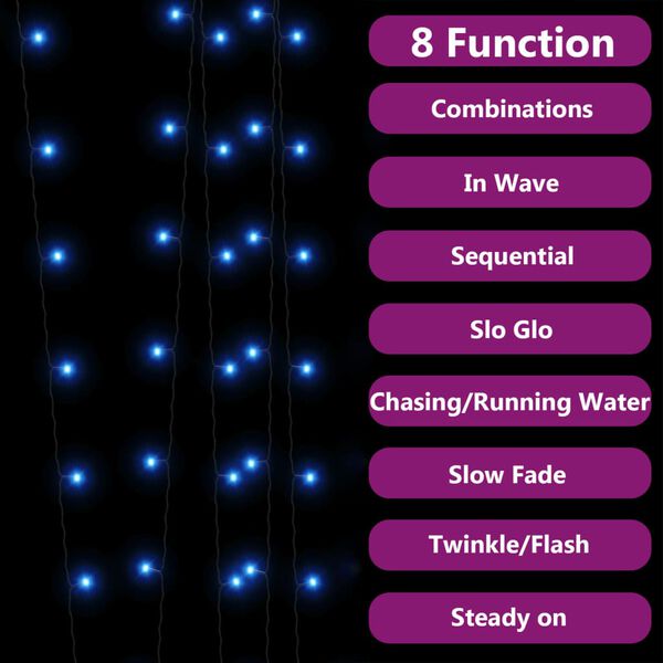 vidaXL Aurinkoenergia keijuvalot 2 kpl 2x200 LED sininen sisä/ulko