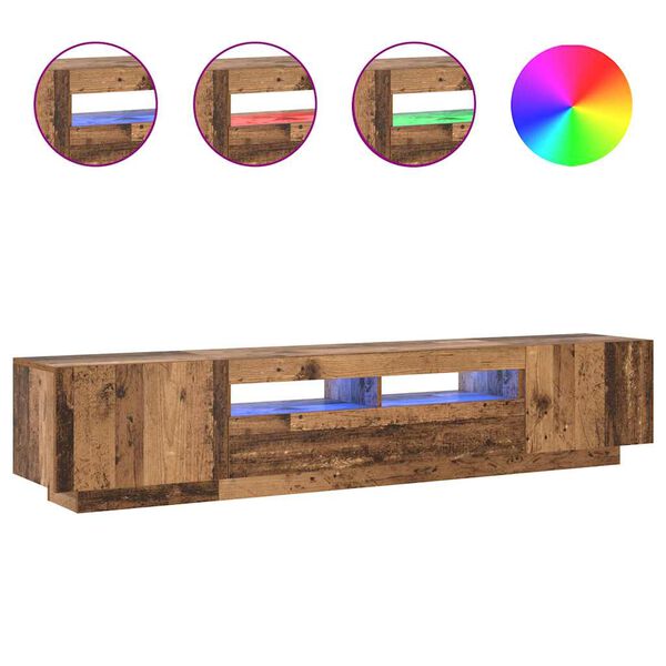 vidaXL TV-kaappi LED-valoilla vanha puu 200x35x40 cm teknillinen puu