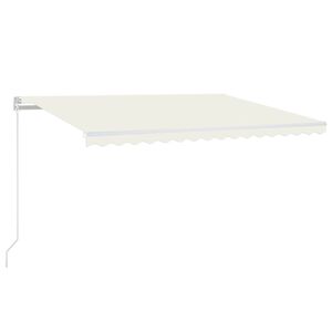 vidaXL Manuaalisesti sis&auml;&auml;nkelattava markiisi LEDill&auml; 400x350 cm kerma