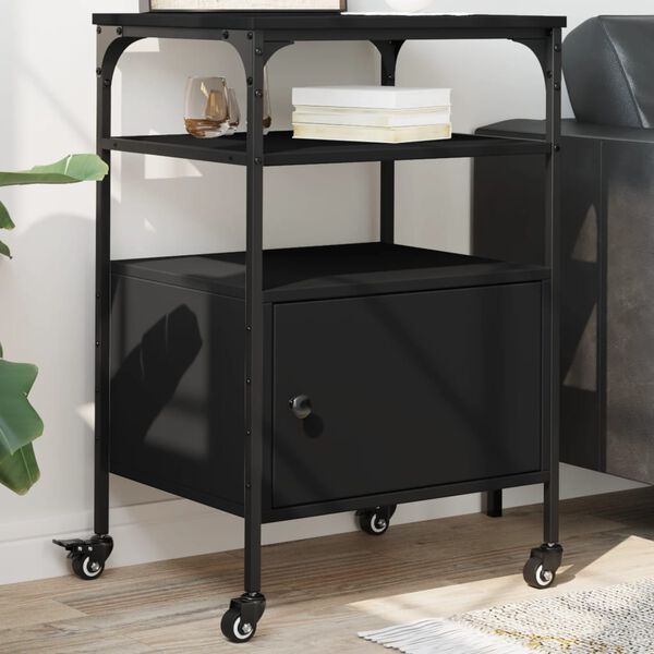 vidaXL Tulostinteline 3 tasoa musta 50x40x76 cm tekninen puu