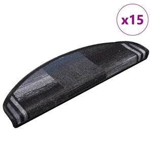 vidaXL Itsekiinnittyv&auml;t porrasmatot 15 kpl musta ja harmaa 65x21x4 cm