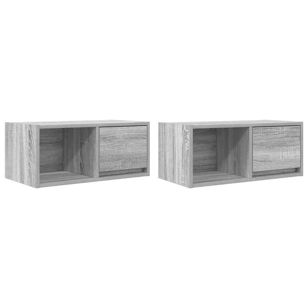 vidaXL TV-sein&auml;kaapit 2 kpl harmaa sonoma 60x31x25,5 cm tekninen puu