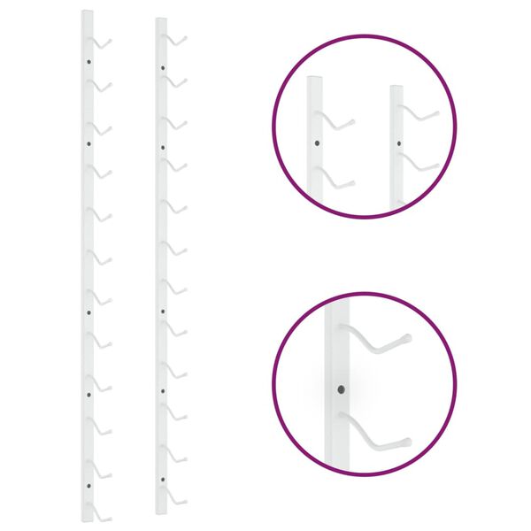 vidaXL Seinälle kiinnitettävä viinipulloteline 12 pullolle valk. rauta