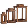 vidaXL Lyhty 3 kpl LEDi&auml; Luonnollinen 30 x 30 x 44 cm Mahogany-puu