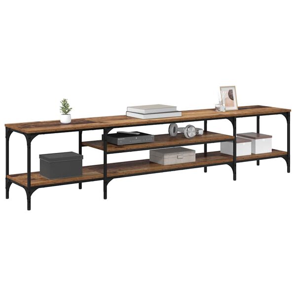 vidaXL TV-kaappi Vanha Puu 201 x 35 x 45 cm Hienosahattu puu ja rauta