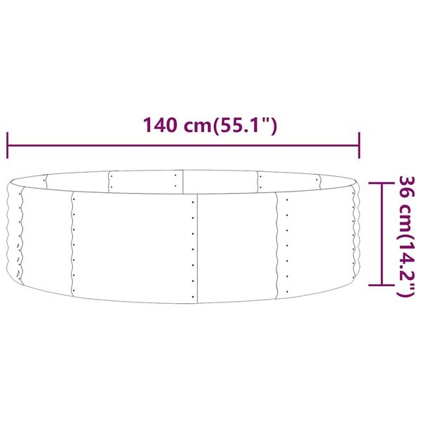 vidaXL Korotettu kukkalaatikko galvanoitu ter&auml;s 140x140x36cm vihre&auml;