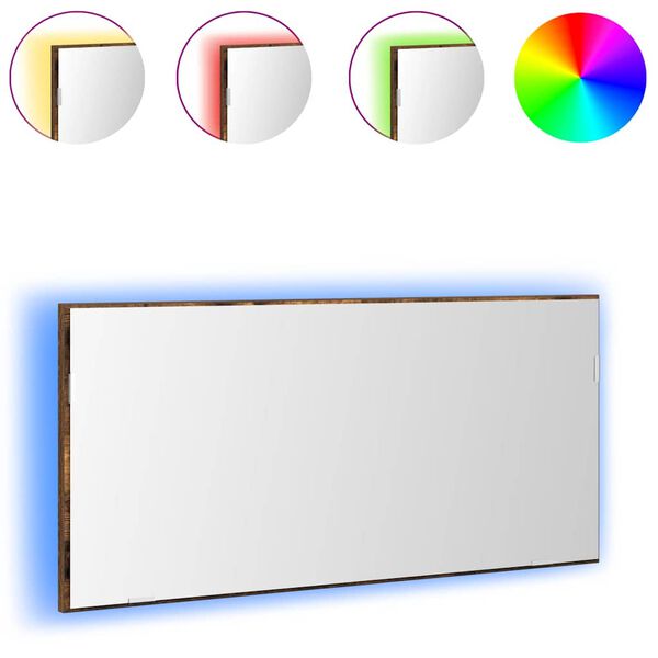 vidaXL Peili LED -nauhavalot Ruskea 80 x 37 cm Lasi ja suunniteltu puu