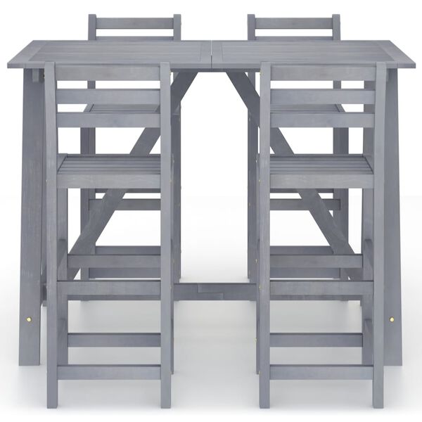 vidaXL 5-osainen Ulkobaariryhm&auml; harmaa t&auml;ysi akaasiapuu