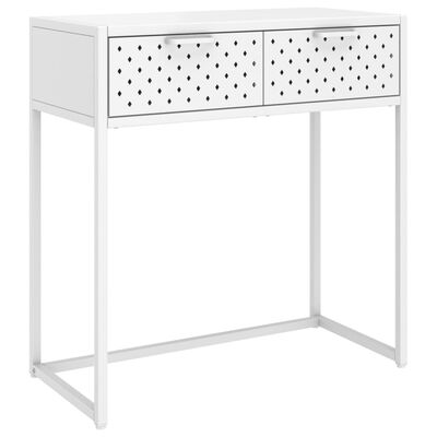 vidaXL Konsolipöytä valkoinen 72x35x75 cm teräs