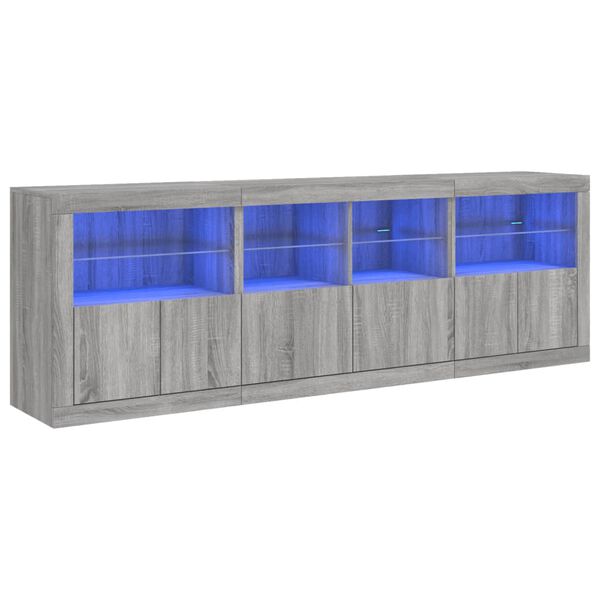 vidaXL Senkki LED-valoilla harmaa Sonoma 202x37x67 cm