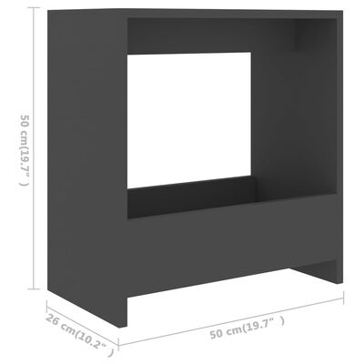 vidaXL Sivupöytä harmaa 50x26x50 cm lastulevy