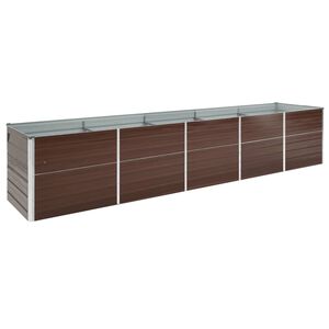 vidaXL Korotettu kukkalaatikko galv. ter&auml;s 400x80x77 cm ruskea