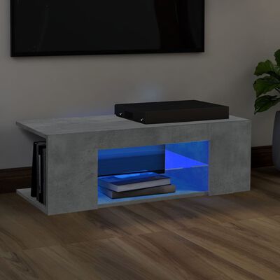 vidaXL TV-taso LED-valoilla betoninharmaa 90x39x30 cm