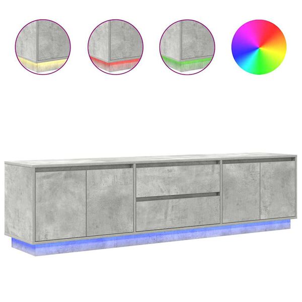 vidaXL TV-taso LED-valoilla betoninharmaa 193,5x41x50 cm