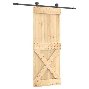 vidaXL Liukuovi 80 x 210 cm Massiivinen m&auml;nty (k&auml;sittelem&auml;t&ouml;n)