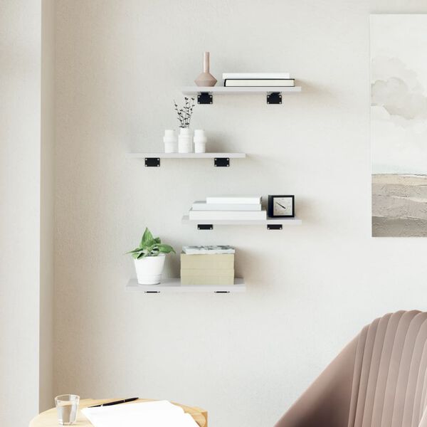 vidaXL Kirjahyllytasot 4 kpl korkeak. valk. 40x20x1,5 cm tekninen puu