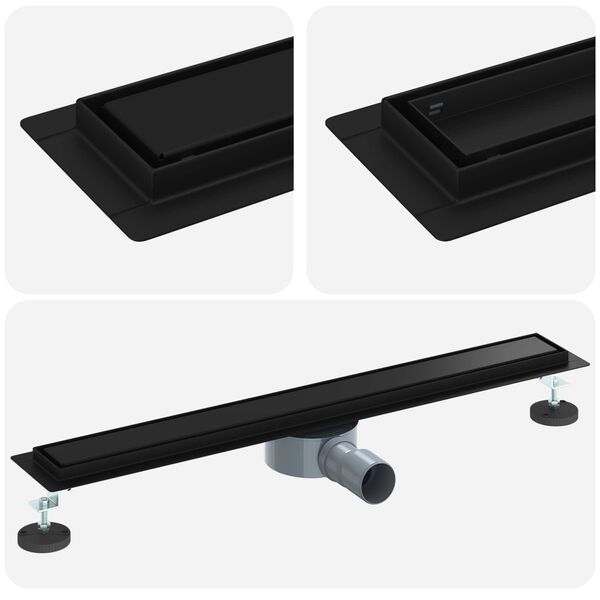 vidaXL Suihkuhuuhtelija 2-in-1 360&deg; poistoputkella Musta 70 cm