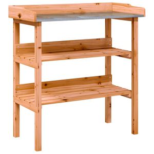 vidaXL Kukkap&ouml;yt&auml; hyllyill&auml; ruskea 78x38x82,5 cm t&auml;ysi kuusi