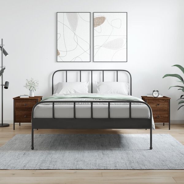 vidaXL Yöpöydät 2 kpl ruskea tammi 40x42x50 cm tekninen puu