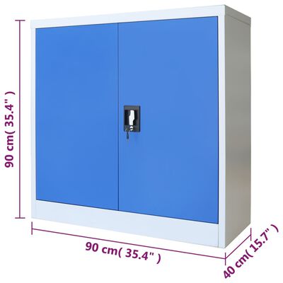 vidaXL Toimistokaappi metalli 90x40x90 cm harmaa ja sininen