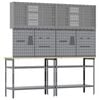 vidaXL Ty&ouml;p&ouml;yt&auml;setti hyllyll&auml; lukkoon 8 pcs Harmaa Jauhemaalattu Ter&auml;s