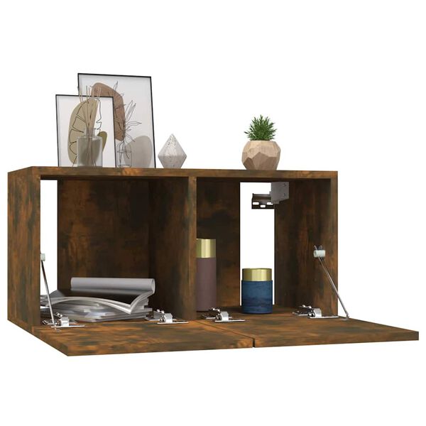 vidaXL Seinäkiinnitettävät TV-kaapit 2 kpl savutammi 60x30x30 cm