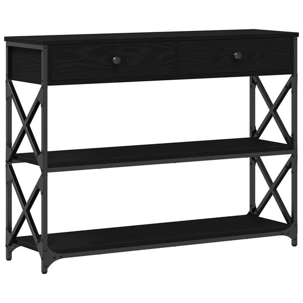 vidaXL Konsolipöytä laatikon kanssa Musta tammi 100 x 28 x 75 cm