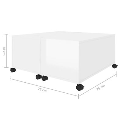 vidaXL Sohvapöytä korkeakiilto valkoinen 75x75x38 cm lastulevy