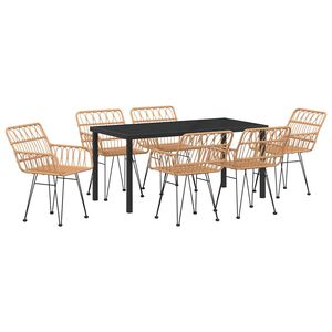 vidaXL Piharuokailu setti 7 pcs Ruskea Jauhemaalattu Ter&auml;s