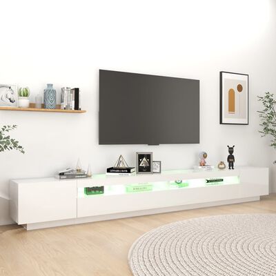 vidaXL TV-taso LED-valoilla korkeakiilto valkoinen 300x35x40 cm