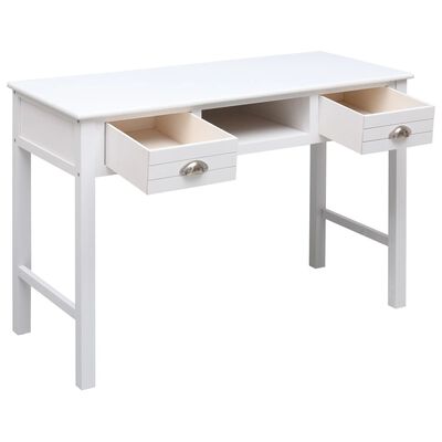 vidaXL Kirjoituspöytä valkoinen 110x45x76 cm puinen