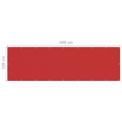 vidaXL Parvekkeen suoja punainen 120x400 cm HDPE